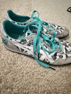 Onitsuka Tiger by Asics White Sneakers with Teal Accents